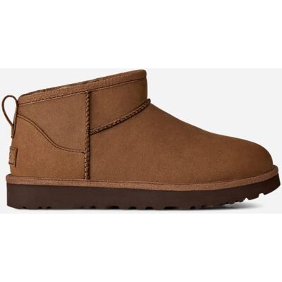 UGG® Women's Classic Ultra Mini Nubuck Sheepskin Classic Boots in Dark Chestnut, Size 5 UGG® Women's Classic Ultra Mini Nubuck Sheepskin Classic Boots in Dark Chestnut, Size 5