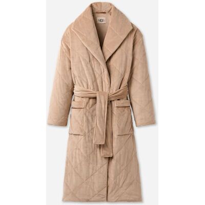 UGG® Women's Raechelle Blanket Robe in Sand/Chestnut, Size S/M UGG® Women's Raechelle Blanket Robe in Sand/Chestnut, Size S/M