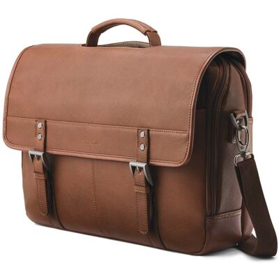 Classic Leather Flapover Brown Carry-On Luggage from Samsonite Classic Leather Flapover Brown Carry-On Luggage from Samsonite