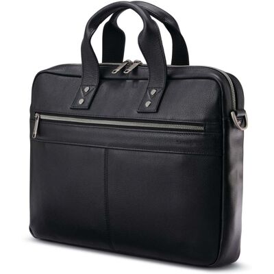 Classic Leather Slim Brief Black Carry-On Luggage from Samsonite Classic Leather Slim Brief Black Carry-On Luggage from Samsonite