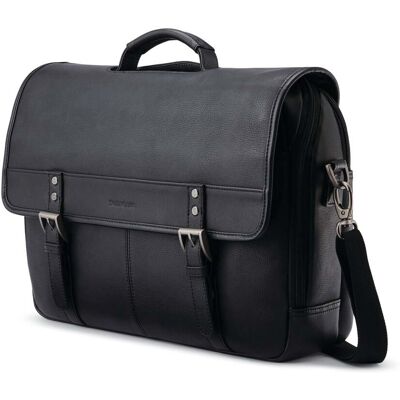 Classic Leather Flapover Black Carry-On Luggage from Samsonite Classic Leather Flapover Black Carry-On Luggage from Samsonite
