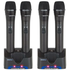 VocoPro 4x UHF Handheld Rechargeable Mics &amp; 2x Charging Stations, QRST Frequency