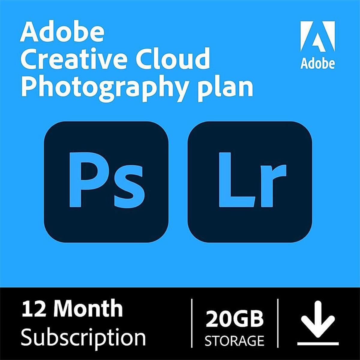 Adobe Creative Cloud Photography Plan 1-Yr Subscription w/20GB Storage, Download