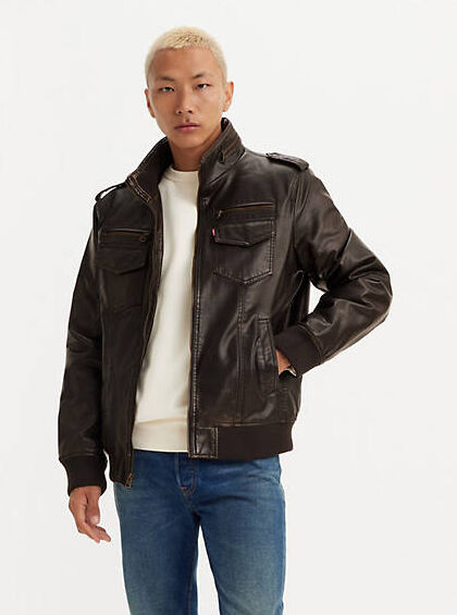 Levi's Leather Aviator Bomber Jacket - Men's S