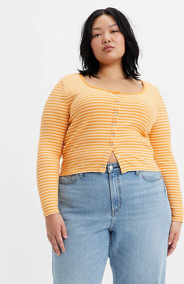 Levi's Sleeve Britt Snap Front Top (Plus Size) - Women's 3X