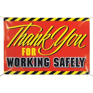 Positive Promotions Thank You For Working Safely 6' x 4' Vinyl Banner