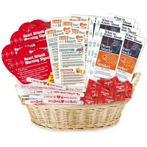 Positive Promotions Heart Health Deluxe Awareness Assortment With Wicker Display Basket