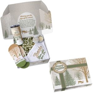 Positive Promotions 25 Winter Scene Holiday Box Gift Sets With Mink Fleece Blanket - Card Personalization Available