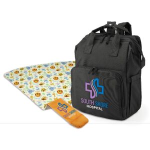 Positive Promotions 10 2-in-1 Diaper Bag Backpack & Animal Print Breastfeeding Blanket Gift Sets - Personalization Available