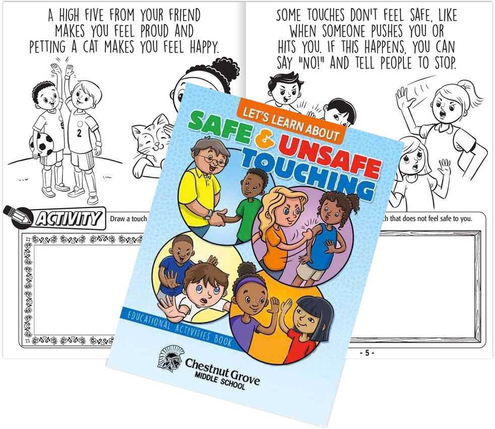 Positive Promotions 100 Let's Learn About Safe & Unsafe Touching Educational Activities Books (English) - Personalization Available