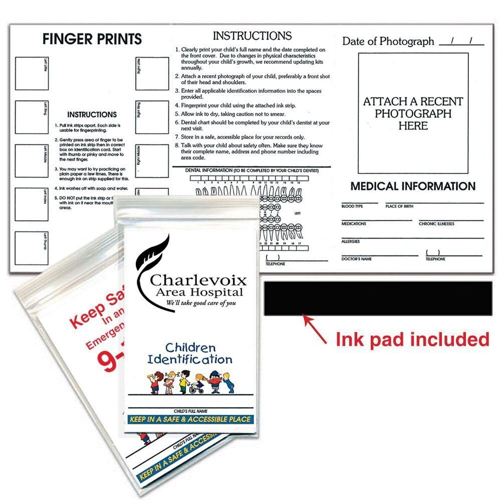 Positive Promotions 100 Child Identification Kits - Personalization Available