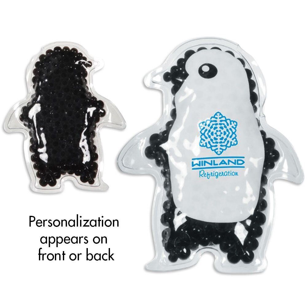Positive Promotions 100 Aqua Bead Gel Hot/Cold Packs - Penguin - Personalization Available
