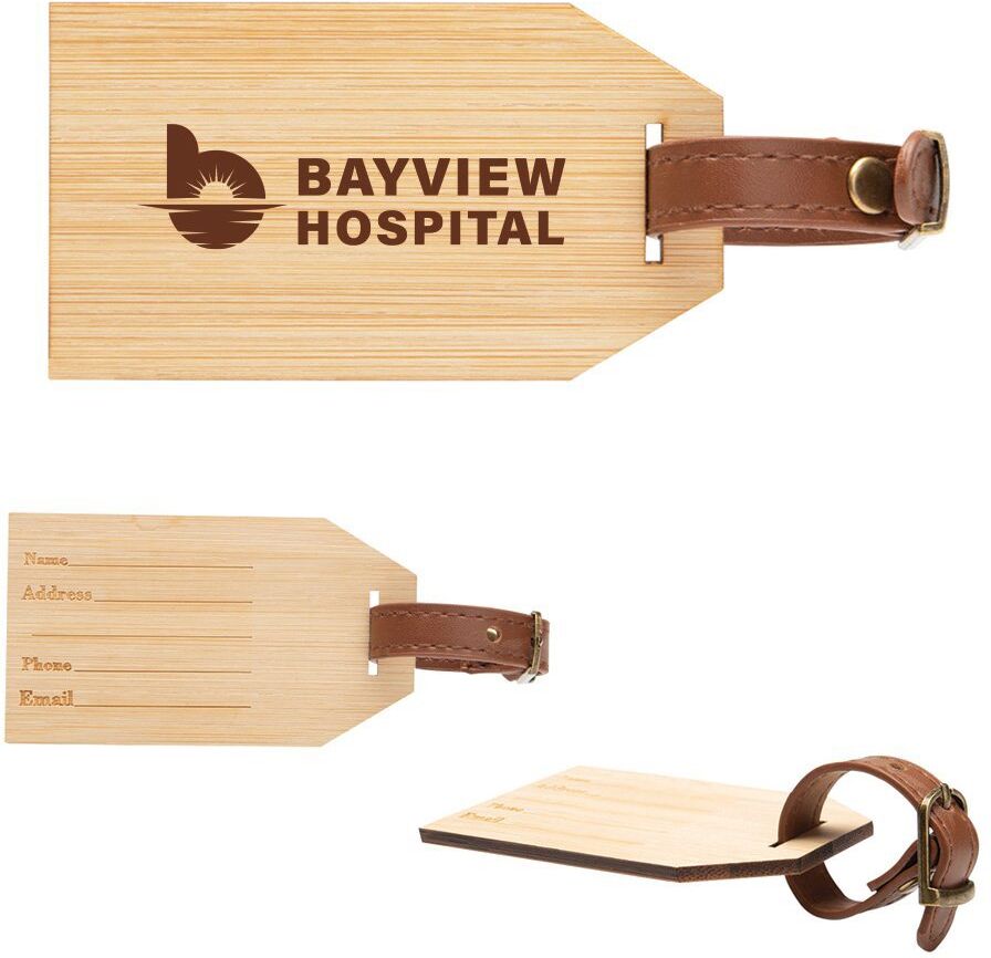 Positive Promotions 125 Wanderlust Bamboo Luggage Tags - Personalization Available