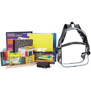 Positive Promotions 25 Montana Clear Packs With Deluxe Back-to-School Supply Kit: Grades K-2 - Personalization Available