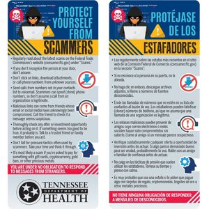 Positive Promotions 200 Protect Yourself From Scammers (English/Spanish) 2-Sided Glancers - One-Color Personalization Available