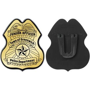 Positive Promotions 100 Gold Junior Officer Plastic Clip-On Badges - Personalization Available