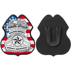 Positive Promotions 100 Patriotic Junior Officer Plastic Clip-On Badges - Personalization Available