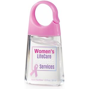 Positive Promotions 100 Hand Sanitizers With Pink Carabiner Clip - Personalization Available