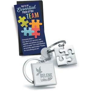 Positive Promotions 75 You're an Essential Piece of Our Team Metal Puzzle Key Tags - Laser-Engraved Personalization Available