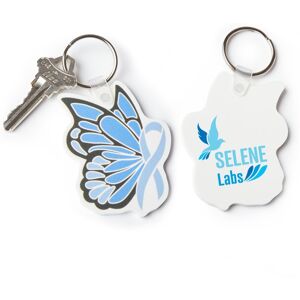 Positive Promotions 150 Butterfly Blue Ribbon Flexi Key Tags - Personalization Available