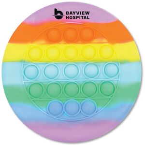 Positive Promotions 200 Rainbow Stress Relieving Push-Pop Flying Disc - One-Color Personalization Available