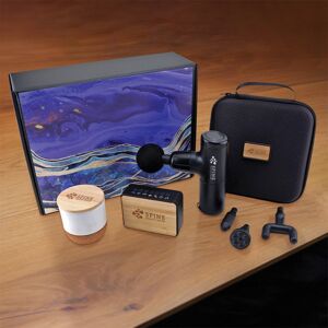 Positive Promotions 10 Massage Gun, Bamboo Speaker, & Candle Gift Sets - Laser-Engraved Personalization Available