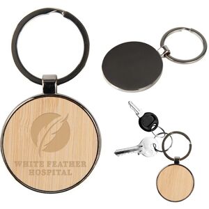 Positive Promotions 250 Round Bamboo Key Tags - Laser-Engraved Personalization Available