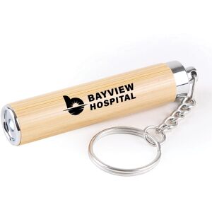 Positive Promotions 250 Bamboo LED Light Keychains - One-Color Personalization Available