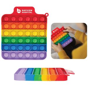 Positive Promotions 75 Rainbow Striped Push Pop Stress Reliever Game - Personalization Available