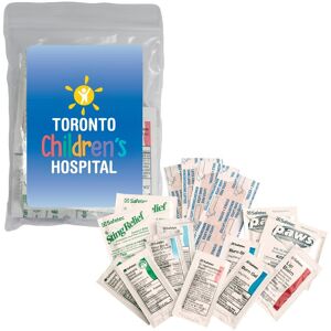 Positive Promotions 250 Basic First Aid Necessities Kit in Bags - Full-Color Personalization Available