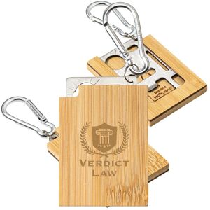 Positive Promotions 100 Sleek Bamboo Multi-Tool with Carabiner - Personalization Available