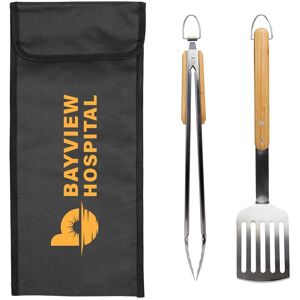 Positive Promotions 100 Grilling BBQ Tool Basics 2-Piece Set in Pouches - One-Color Personalization Available