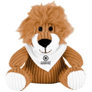 Positive Promotions 50 Corduroy Stuffed Lion 6" With Bandana - One-Color Personalization Available