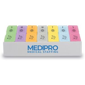 Positive Promotions 100 Colored Twice-A-Day Weeekly Medicine Organizer Boxes - Personalization Available