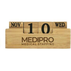 Positive Promotions 100 Bamboo Perpetual Calendars - Laser-Engraved Personalization Available