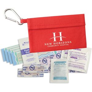 Positive Promotions 150 Non-Woven First Aid Kits with Carabiner - Personalization Available