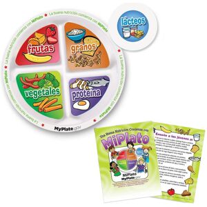 Positive Promotions 50 MyPlate Preschool Portion Meal Plate With Educational Cards (Spanish) - One-Color Personalization Available