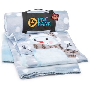 Positive Promotions 20 Snowmen Roll-Up Eco Fleece Blankets With Holiday Gift Tag - Personalization Available