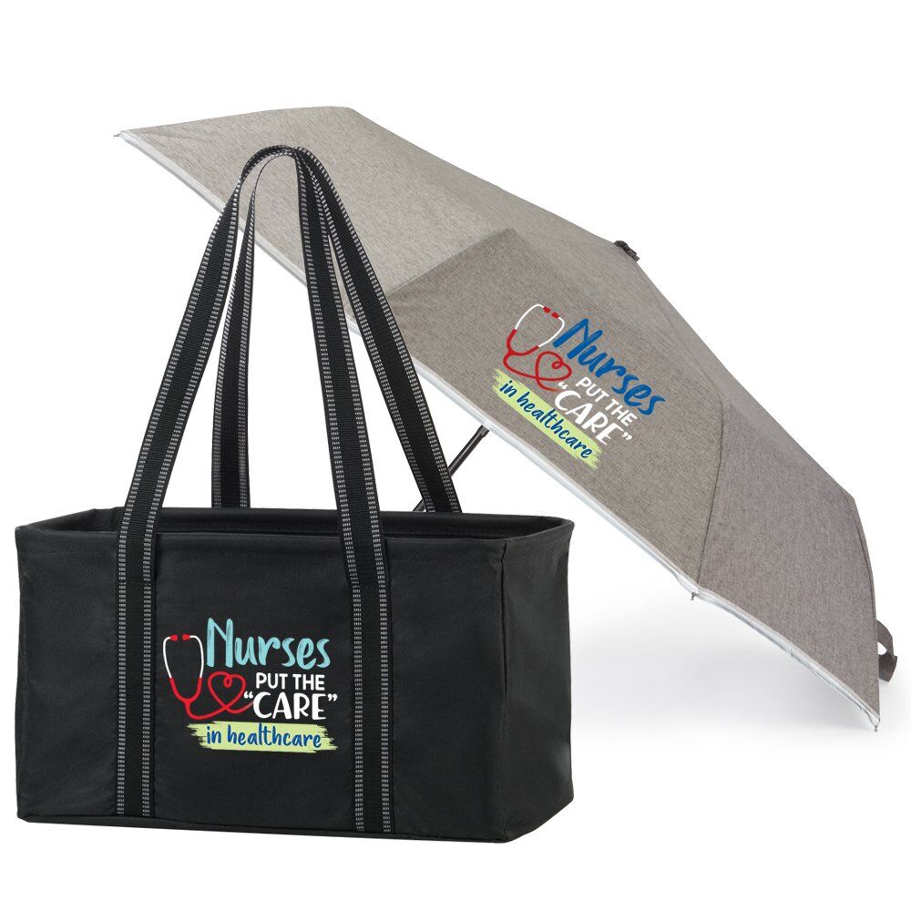 Positive Promotions 5 Nurses Put the "Care" in Healthcare Tote & Umbrella Gift Sets
