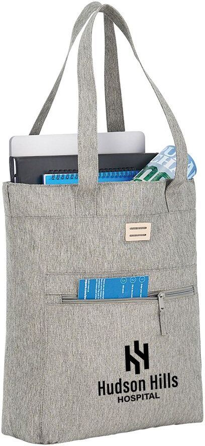 Positive Promotions 40 Recycled rPET Heathered Work Anywhere Tote Bags - One-Color Personalization Available