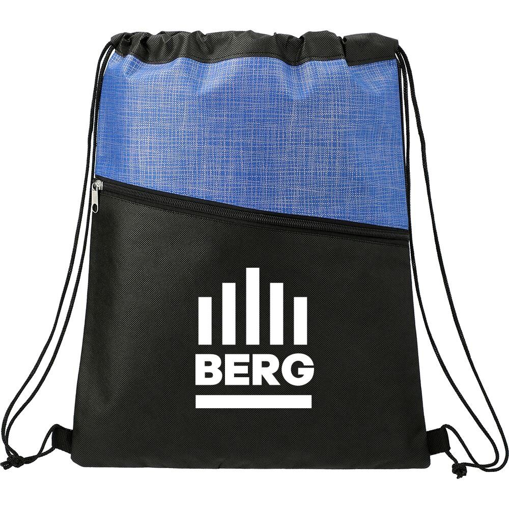 Positive Promotions 200 Cross Weave Zippered Drawstring Packs - Personalization Available
