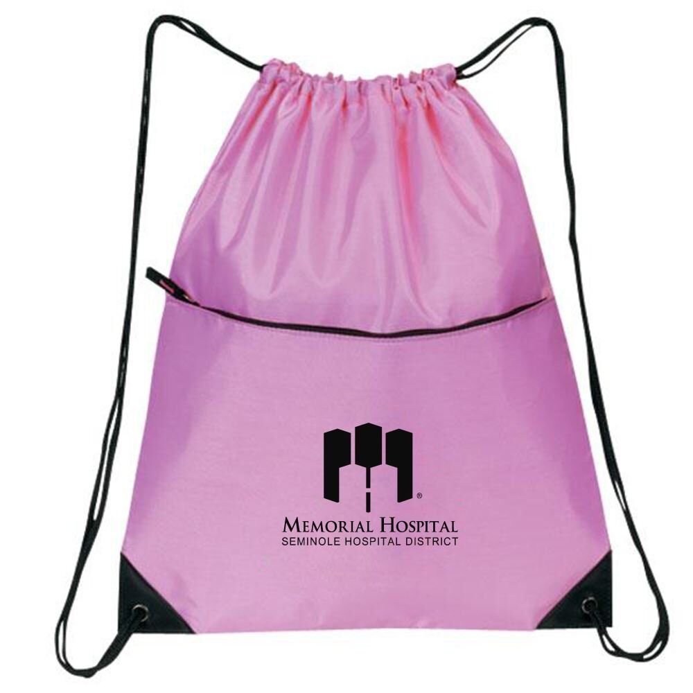 Positive Promotions 50 Pink Drawstring Packs - Personalization Available
