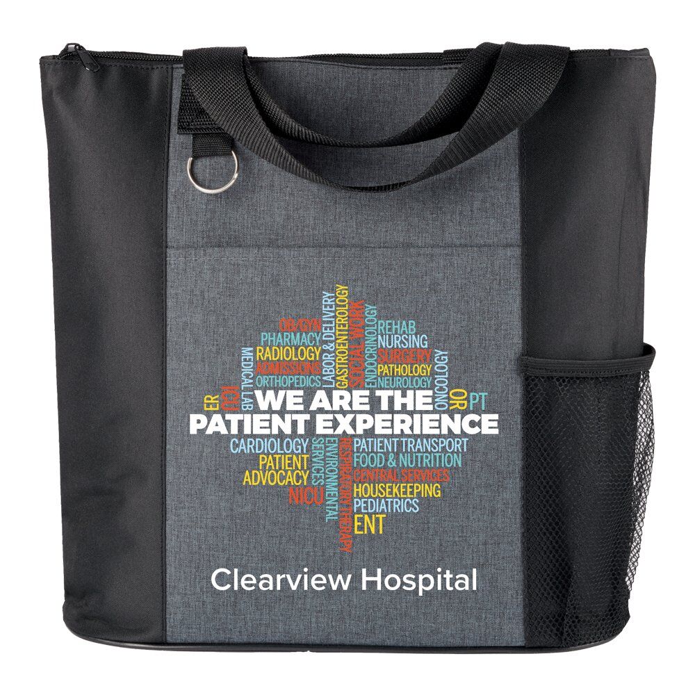 Positive Promotions 50 We Are The Patient Experience (Word Cloud) Camino Heathered Tote Bags - Personalization Available