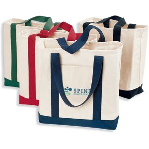 Positive Promotions 12 Port Authority® Ideal Twill Two-Tone Shopping Tote Bags - Heat Transfer Personalization Available