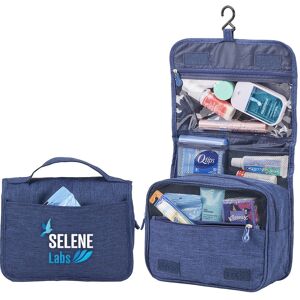 Positive Promotions 12 Navy Travel Carry-All Hanging Toiletry Bags - Embroidered Personalization Available