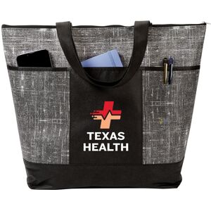 Positive Promotions 65 Black Malibu Non-Woven Zippered Tote Bags - Personalization Available