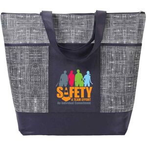 Positive Promotions 75 Workplace Safety Navy Malibu Non-Woven Zippered Tote Bags - Personalization Available
