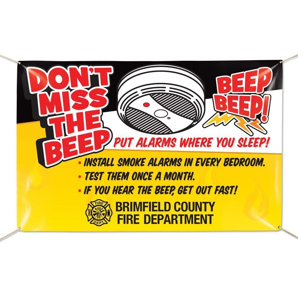 Positive Promotions Don't Miss The Beep - Put Alarms Where You Sleep 6' x 4' Full-Color Vinyl Banner