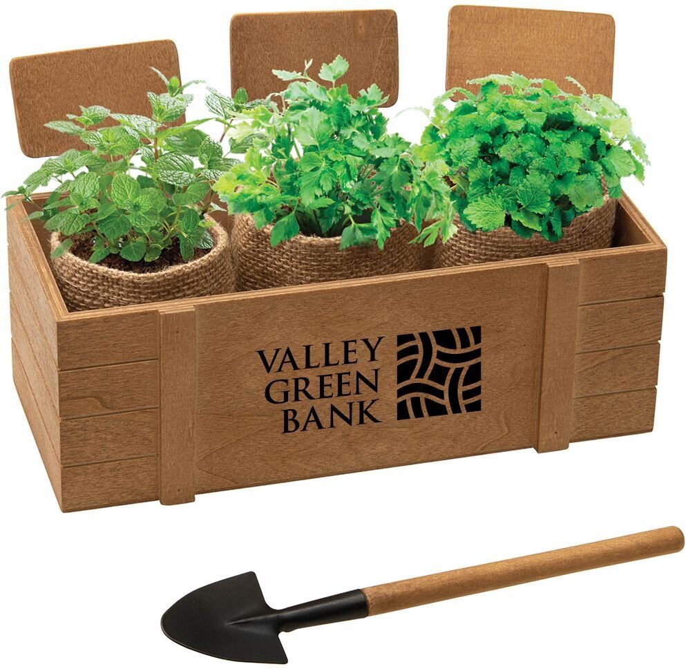 Positive Promotions 24 3-Planter Window Box Herb/Blossom Kits - Personalization Available