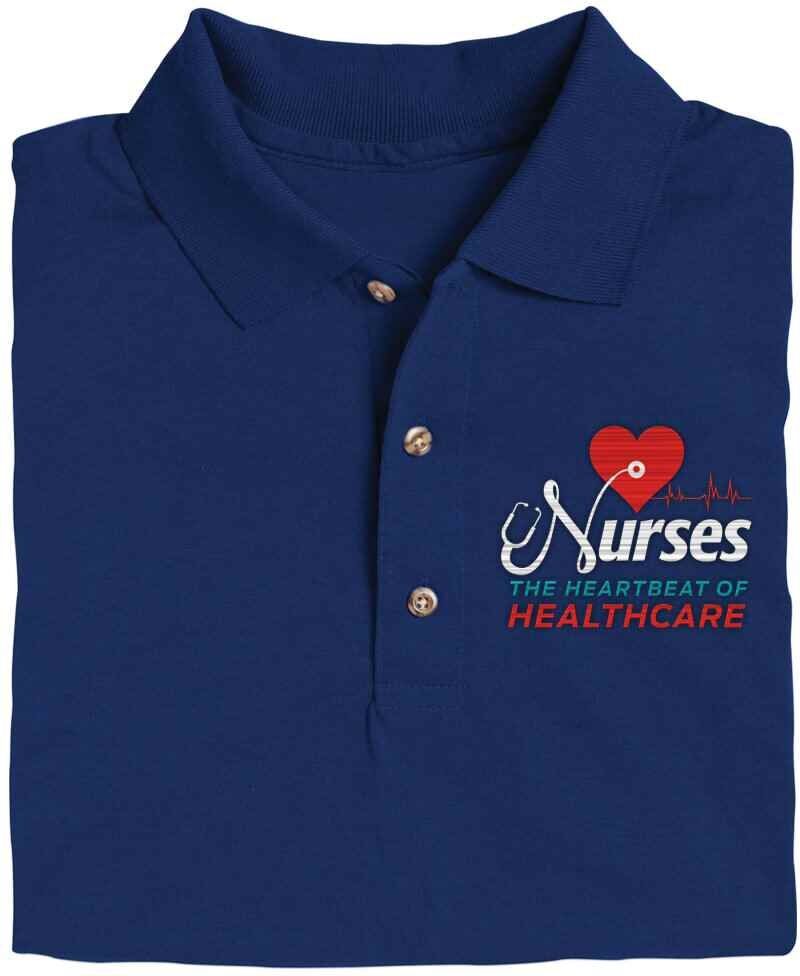 Positive Promotions 6 Nurses: The Heartbeat Of Healthcare Gildan® Dryblend Jersey Polo Shirts - Personalization Optional